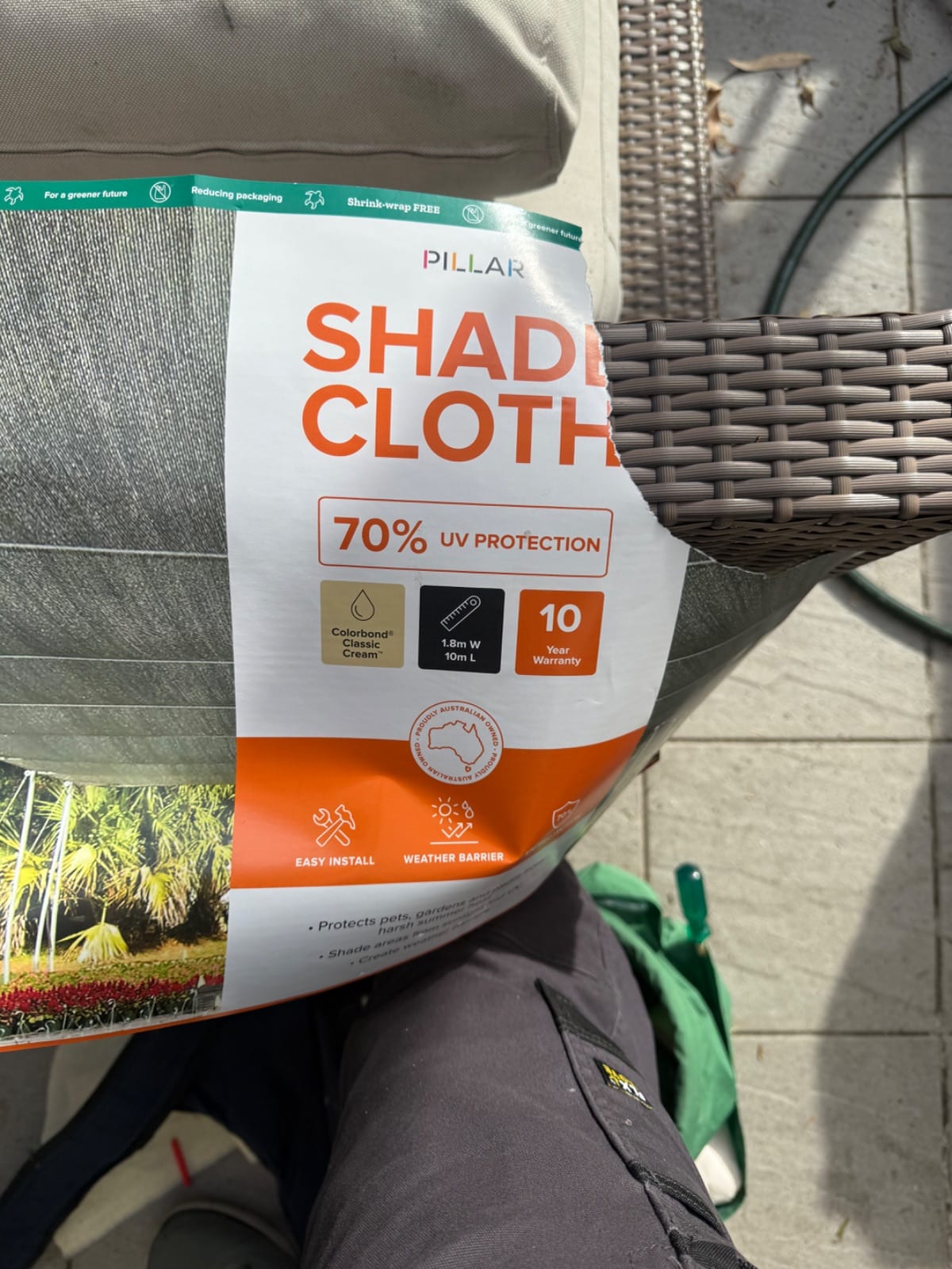 Shade cloth fixed with the Pryda shade fix system on a Greenwich unit balcony