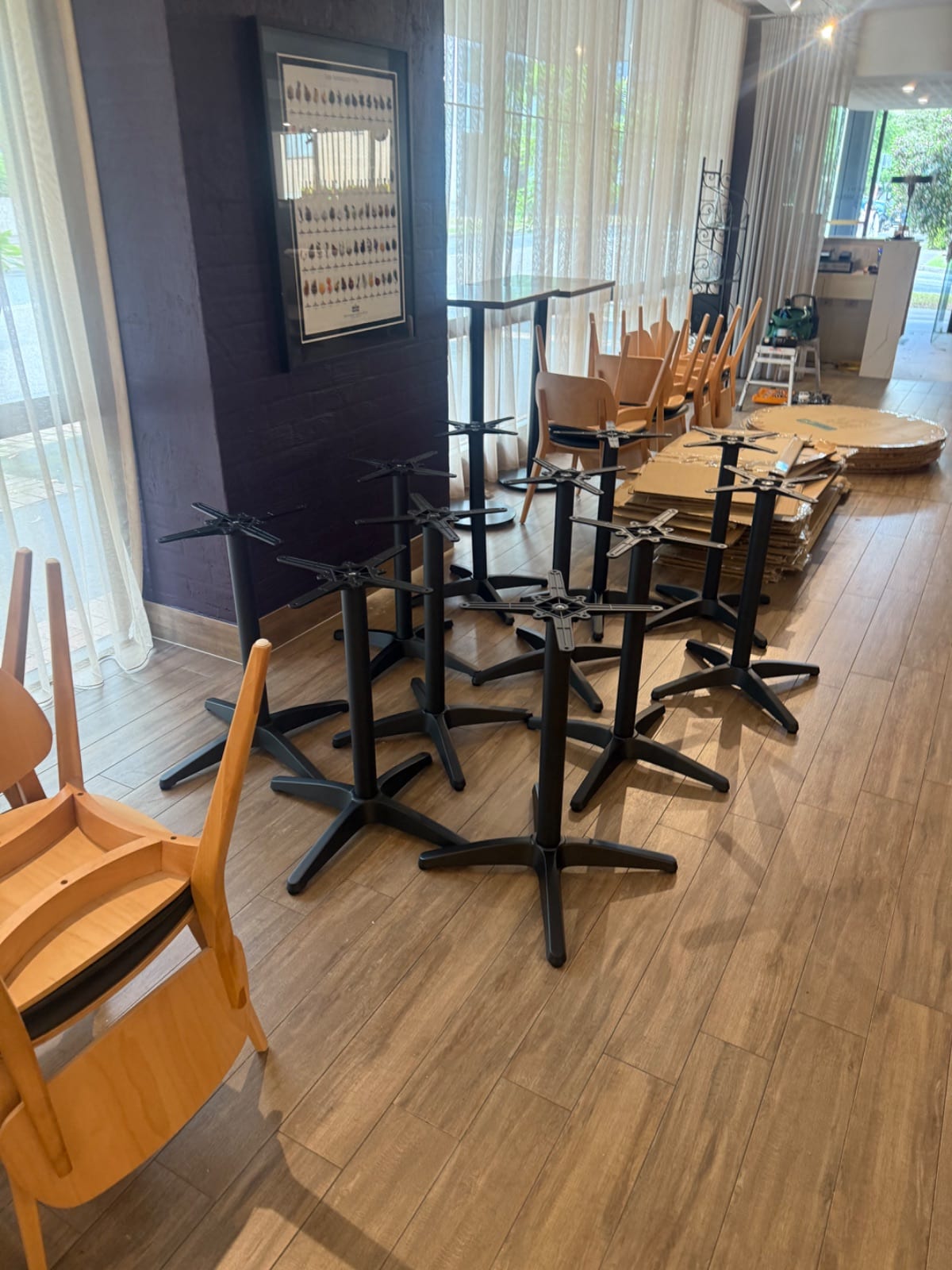 New tables being assembled at a St Leonards restaurant