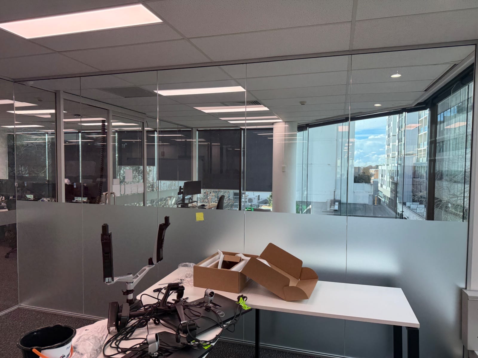 Window frosting added higher up the glass for privacy in a St Leonards medical provider office