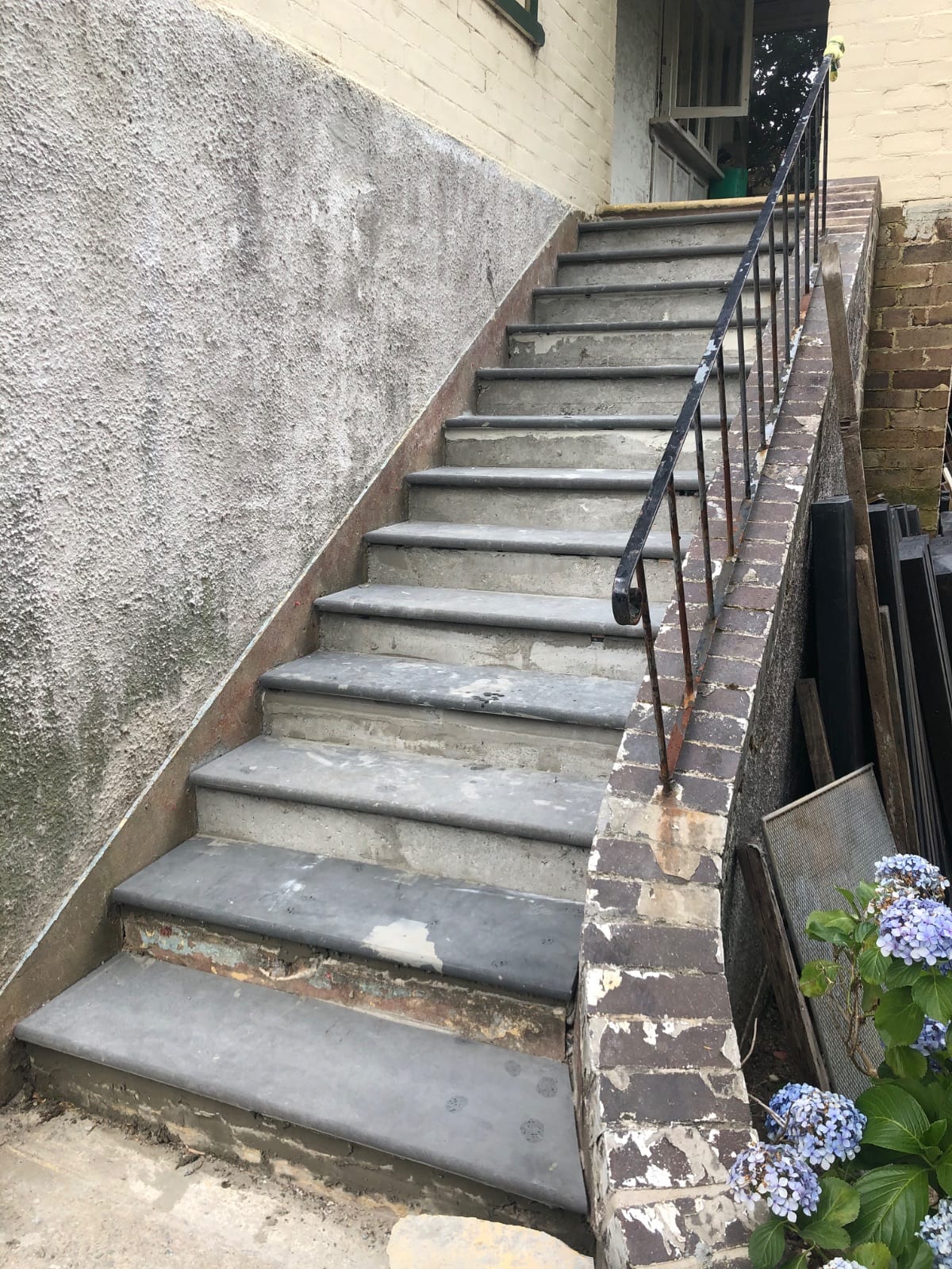 Staircase rebuild in Lane Cove with bullnose formed stone stair treads