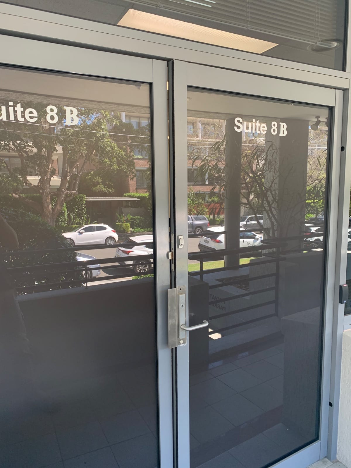 Lock and door repairs to security doors at a Lindfield polling station
