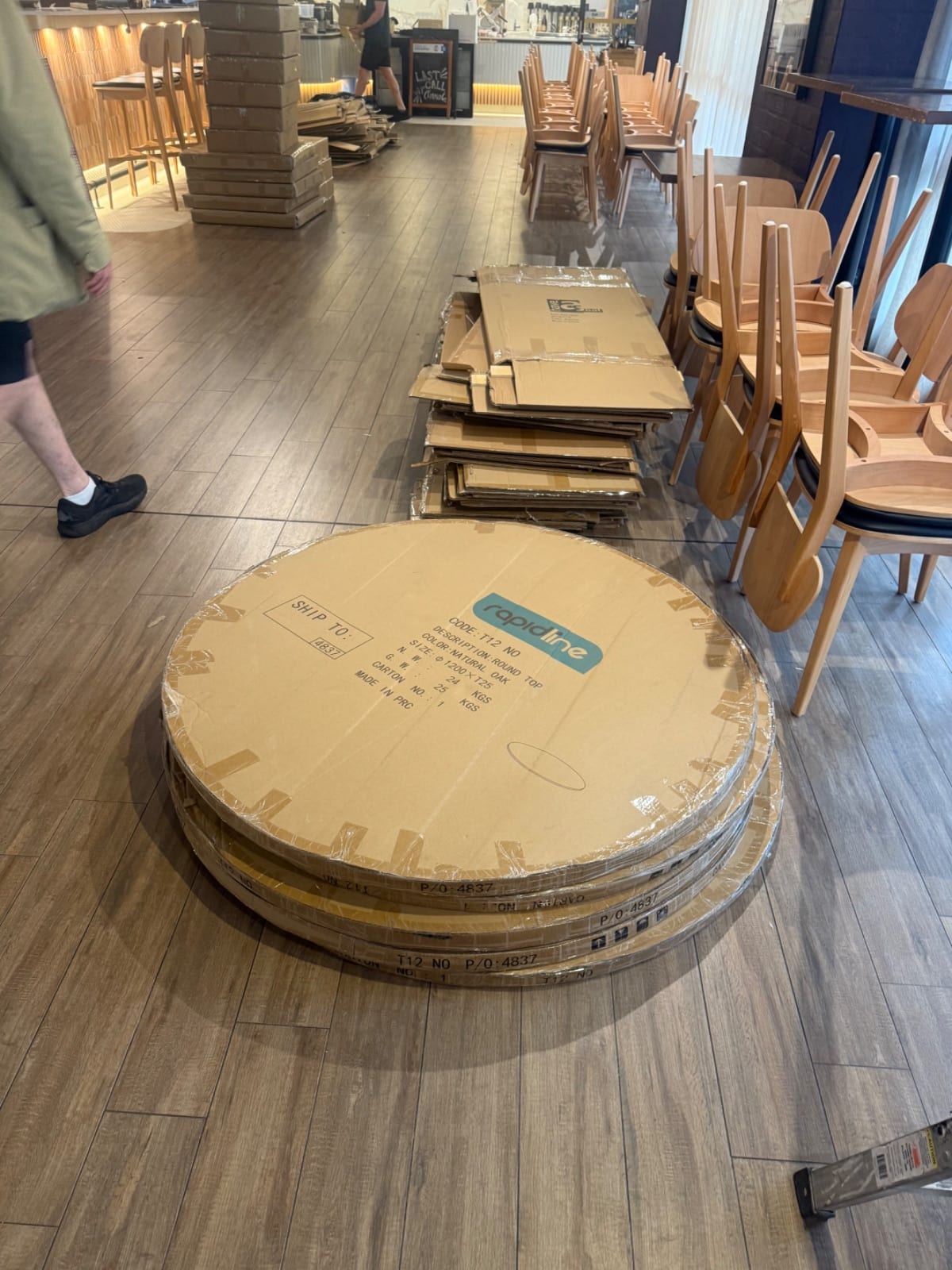 New tables being assembled at a St Leonards restaurant